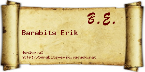 Barabits Erik névjegykártya